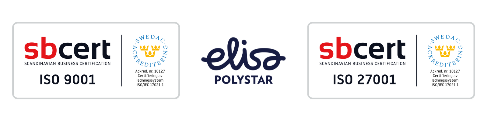 Certification for ISO 9110 & ISO 27001 - Elisa Polystar